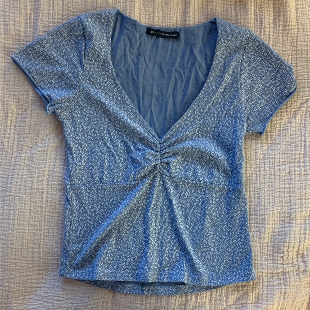 Brandy Melville blue floral gina top